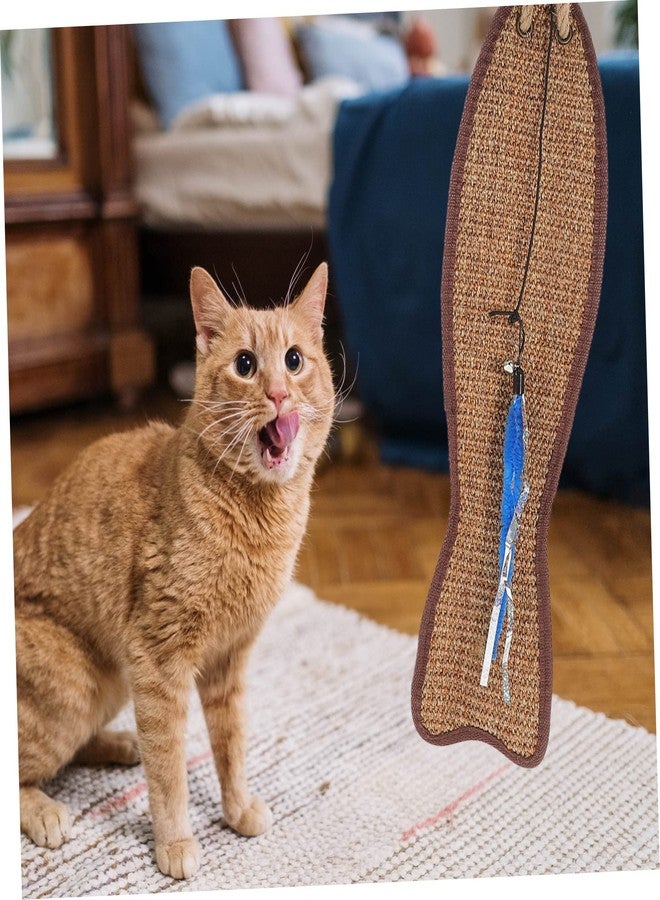 BCOATH Fish Shaped Sisal Cat Scratching Pad Hanging Door Protector and Claw Grinding Mat Natural Eco-Friendly Cat Toy for Furniture Protection and Claw Sharpening - Image 4